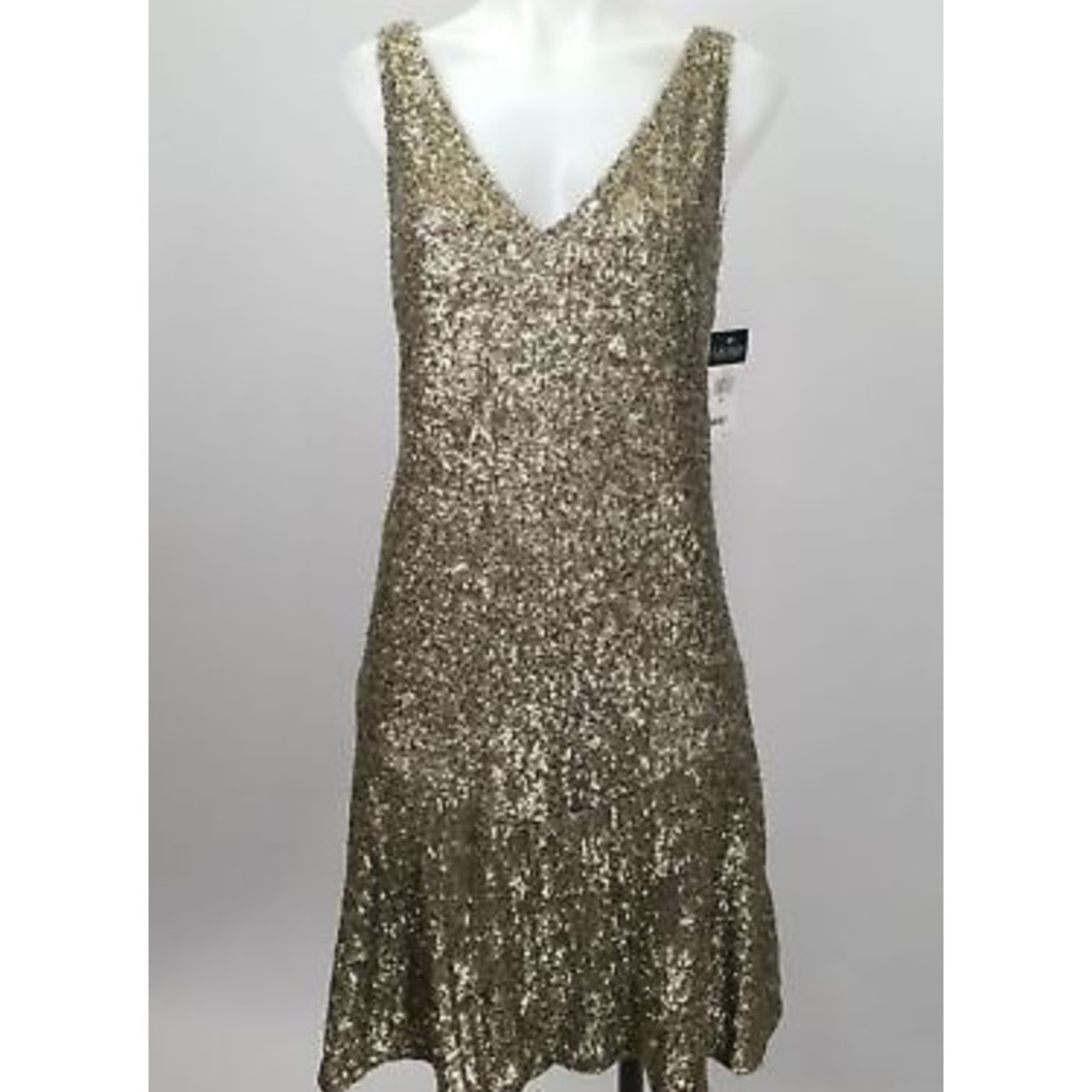 Lauren Ralph Lauren sequined vneck shift dress